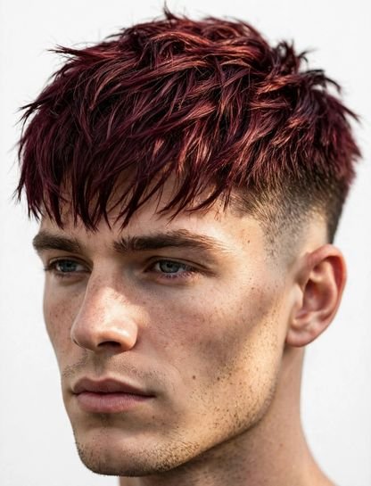 Burgundy Textured Crop Two Block