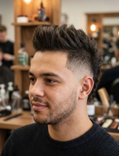 Burst Fade Mohawk for Round Faces