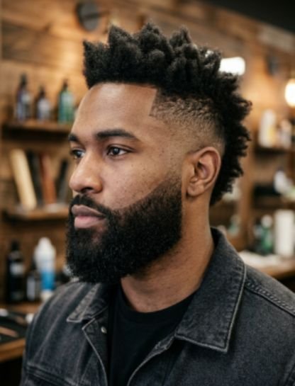 Burst Fade Mohawk with Beard