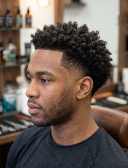 Burst Fade Taper for Curly Hair