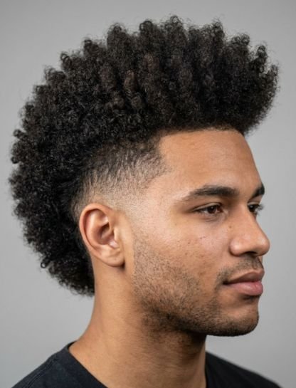 Coily Burst Fade Mohawk