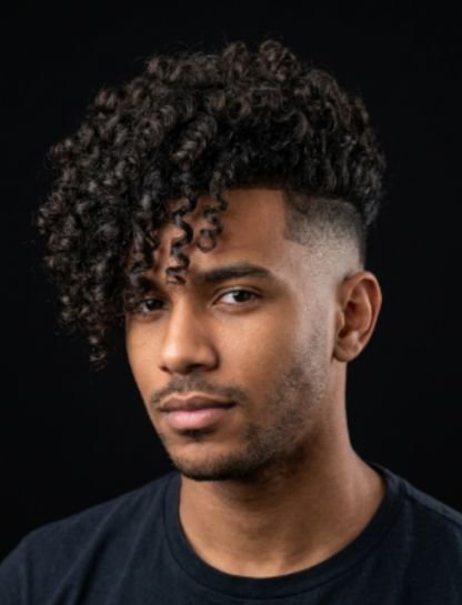 Curly Undercut Burst Fade