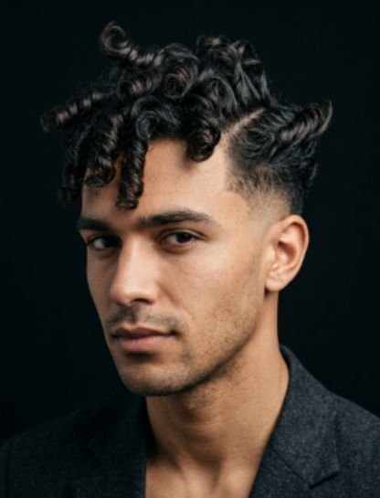 Editorial Sculpted Curly Burst Fade
