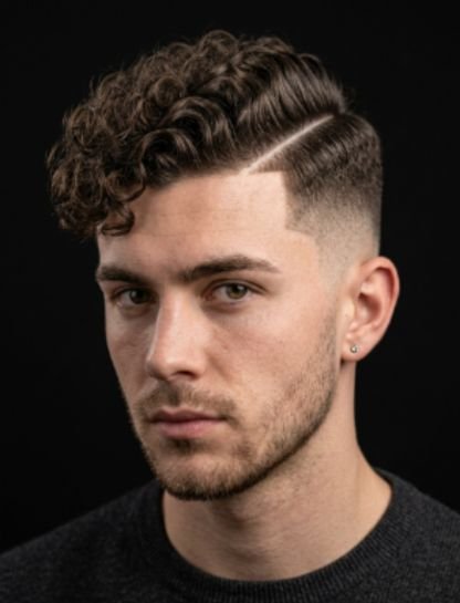 Hard Part Curly Burst Fade