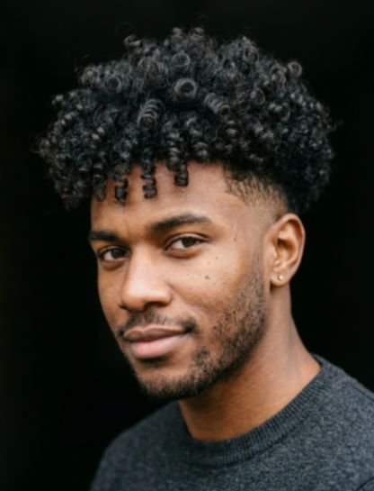High Burst Fade Curly Top