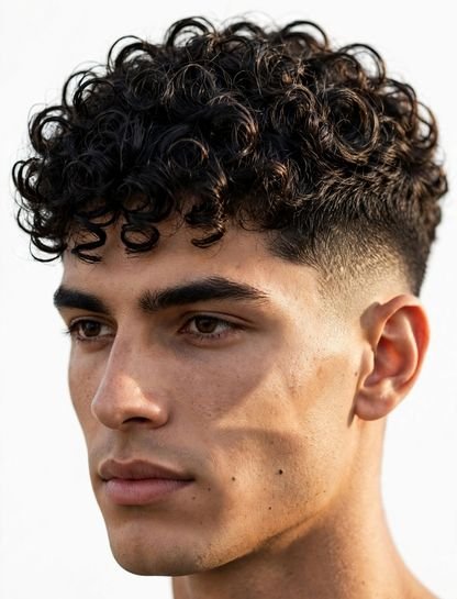 Jet-Black Curly Two Block