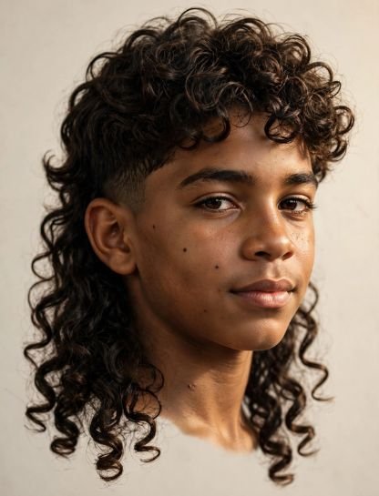 Long Curly Mullet