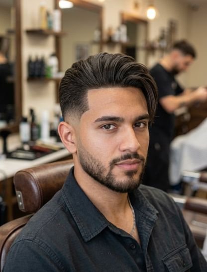 Long Top Straight Burst Fade