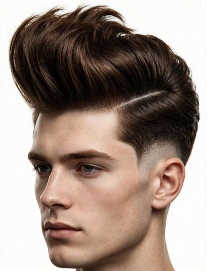 Pompadour Hard Part Burst Fade