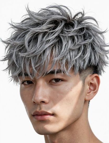 Silver-Grey Wolf-Cut Two Block