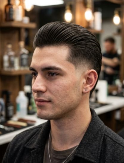 Slicked Back Burst Fade Mohawk