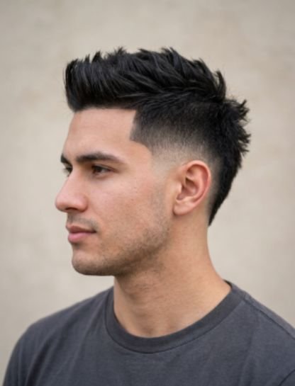 Straight Hair Burst Fade Mohawk