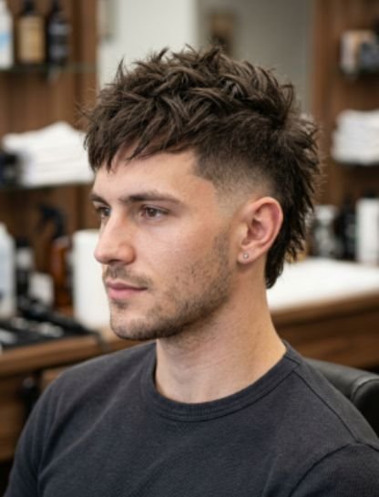 Textured Burst Fade Mohawk