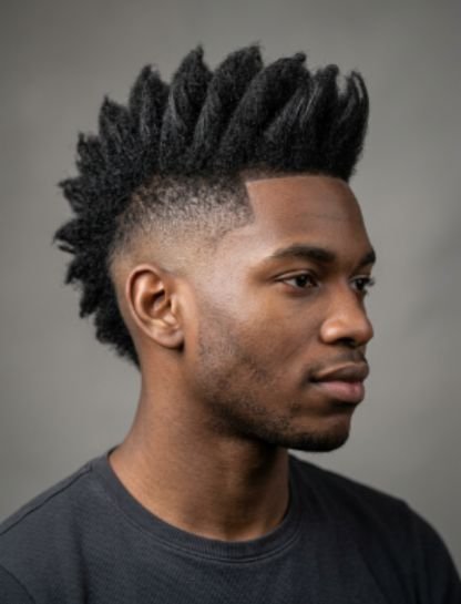 Thick Hair Burst Fade Mohawk