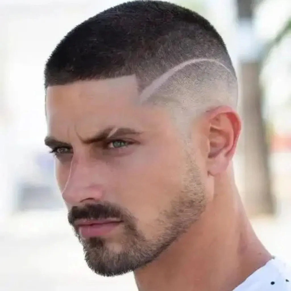 Buzz Cut Crop with High Skin Fade and Surgical Line